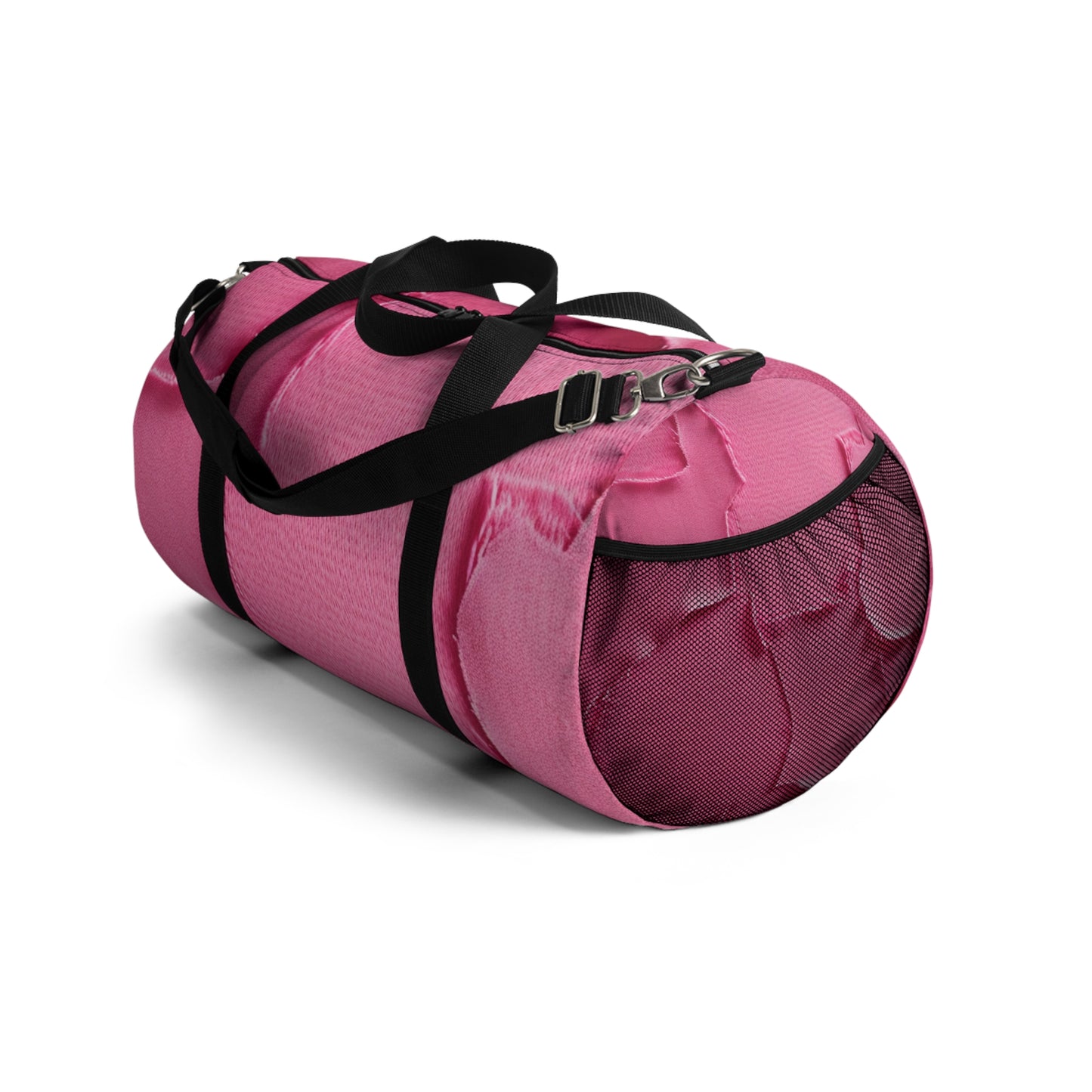 Distressed Neon Pink: Edgy, Ripped Denim-Inspired Doll Fabric - Duffel Bag