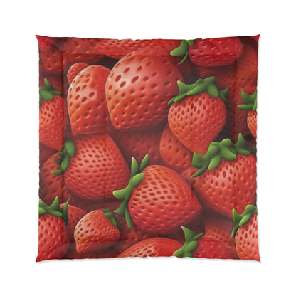 Garden Strawberries- Wild Sweet Gourmet - Farm Growing Ripe Red Fruit -Bed Comforter