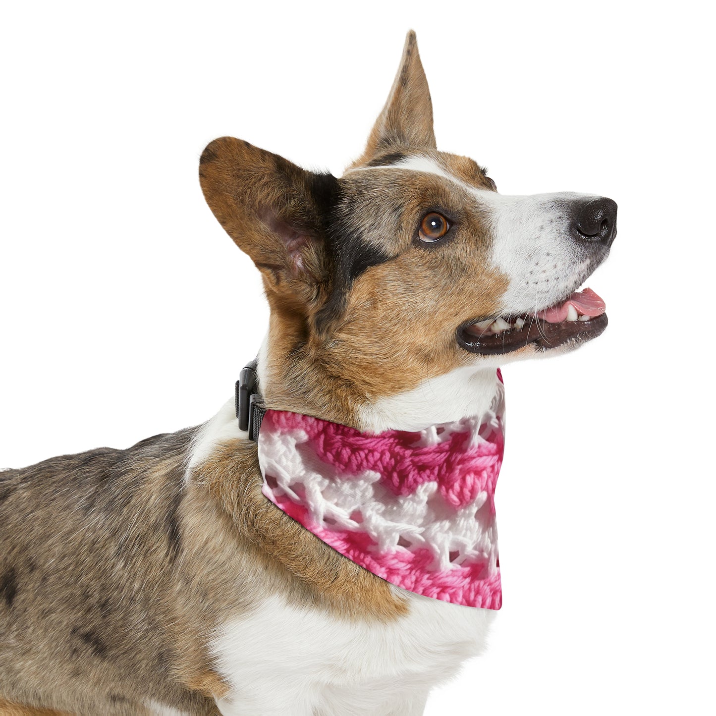 Hot Pink & White Knit, Vibrant Yarn Blend, Modern Chic Texture - Dog, Pet Bandana Collar