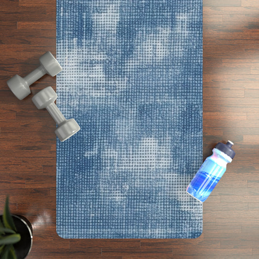 Faded Blue Washed-Out: Denim-Inspired, Style Fabric - Rubber Yoga Mat