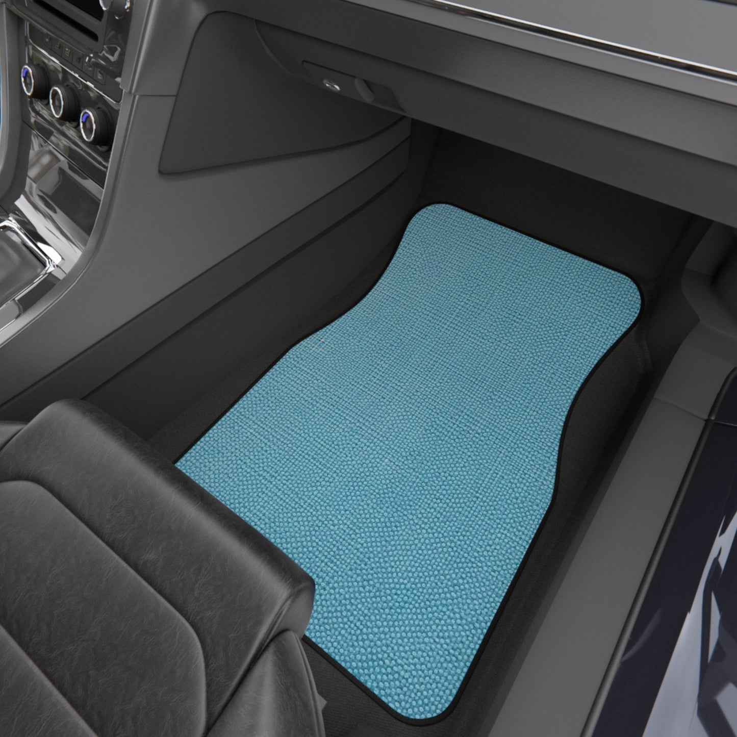 Bright Aqua Teal: Denim-Inspired Refreshing Blue Summer Fabric - Car Mats (Set of 4)