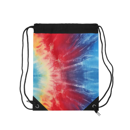 Rainbow Tie-Dye Denim: Vibrant Multi-Color, Fabric Design Spectacle - Drawstring Bag