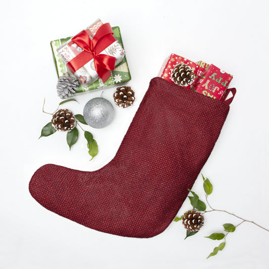 Seamless Texture - Maroon/Burgundy Denim-Inspired Fabric - Christmas Stockings