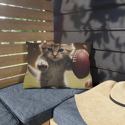 Football Kitty Fantasy: Feline Cat American Sport Quarterback - Outdoor Pillows