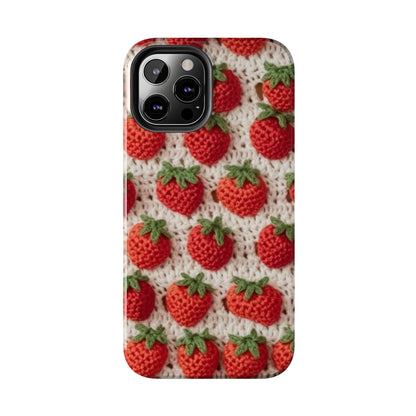 Strawberry Traditional Japanese, Crochet Craft, Fruit Design, Red Berry Pattern - Tough Phone Cases