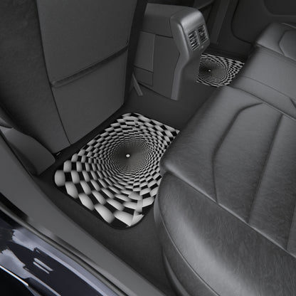 3D Optical Illusion Vortex - endless warp Hole Car Mats (Set of 4)