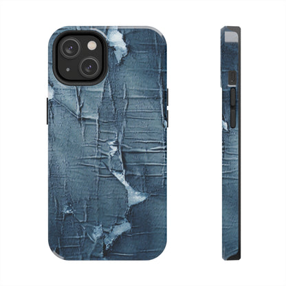 Distressed Blue Denim-Look: Edgy, Torn Fabric Design - Tough Phone Cases