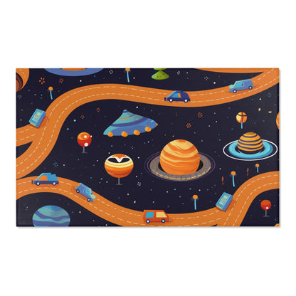 Space Odyssey: Kids Mars Play Roadway Galactic Space Area Rug in Various Sizes