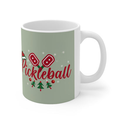 Navidad festiva de paleta de Pickleball - Taza de cerámica 11oz