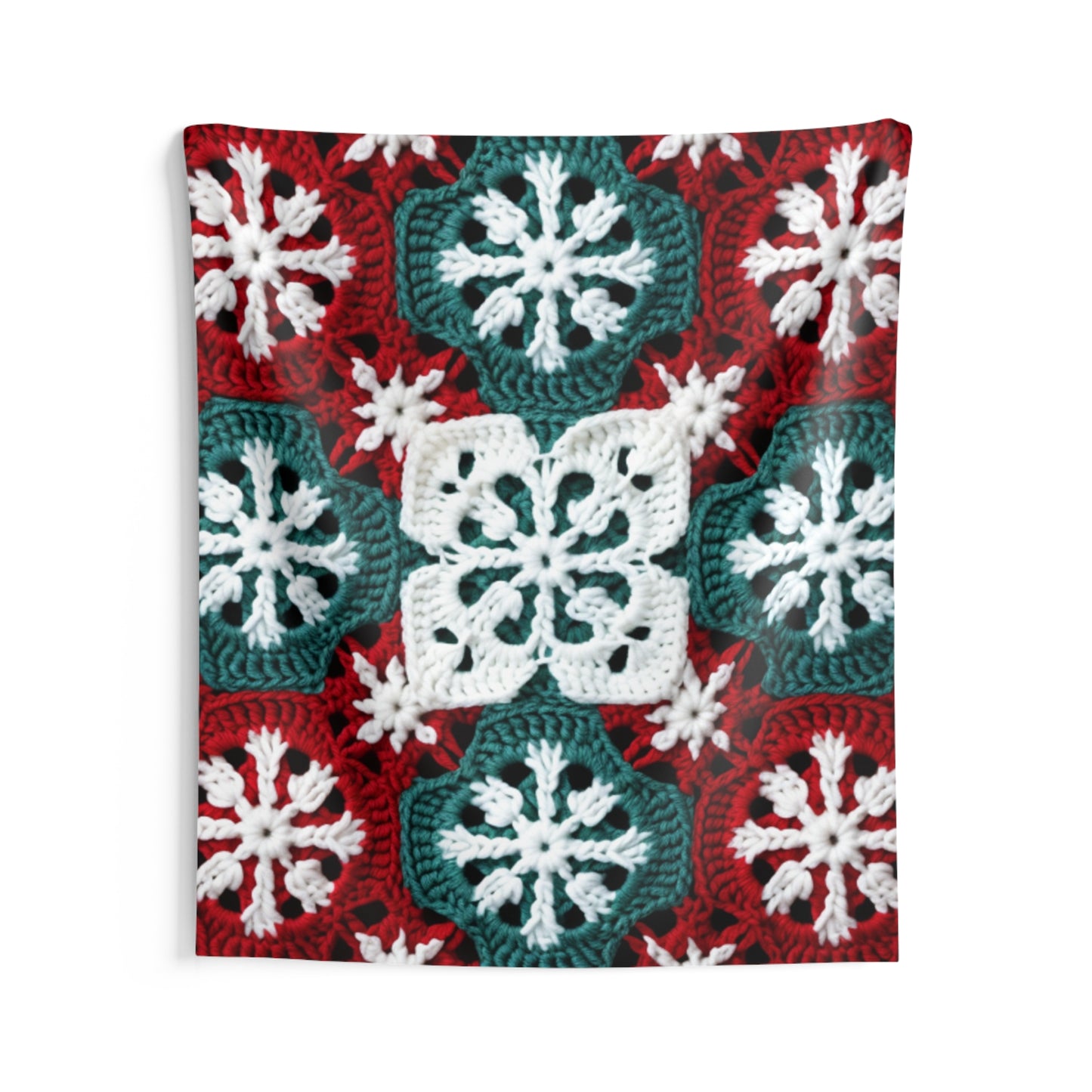 Christmas Snowflake Crochet, Festive Yuletide, Winter Wonderland Craft, Ice Crystal, Holiday Decor, Seasonal Adornments - Indoor Wall Tapestries