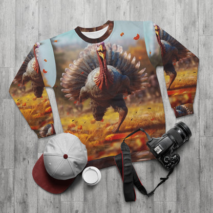 Thanksgiving Trot Turkey Run Athlete Sprint Racer Holiday Feast Dinner - Unisex Sweatshirt (AOP)