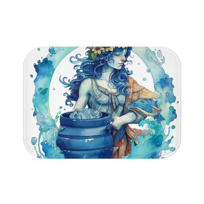 Artistic Aquarius Zodiac - Watercolor Water-Bearer Depiction - Bath Mat