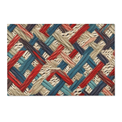 Colorful Yarn Knot: Denim-Inspired Fabric in Red, White, Light Blue - Area Rugs