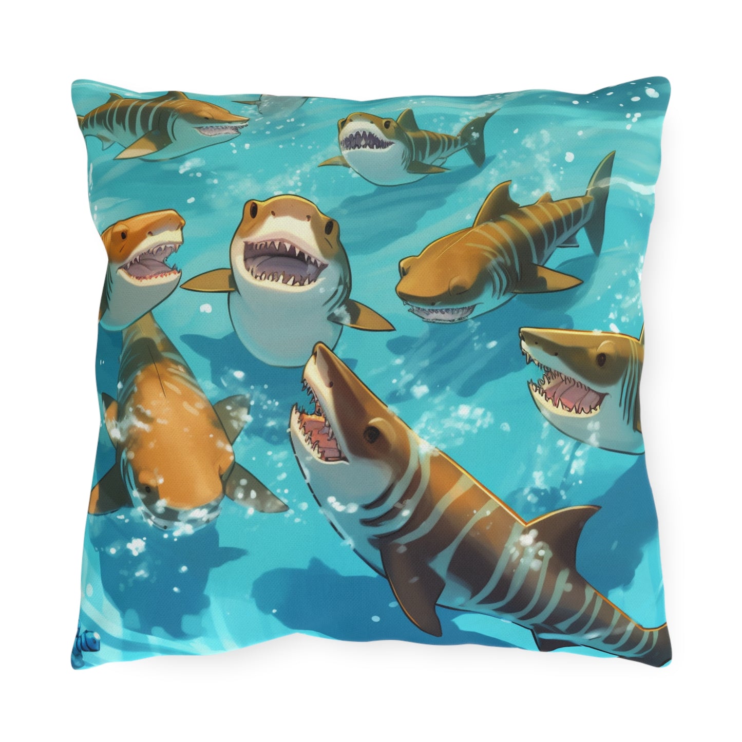 Tiger Shark: Ocean Marine Wildlife - Underwater - Outdoor Pillows