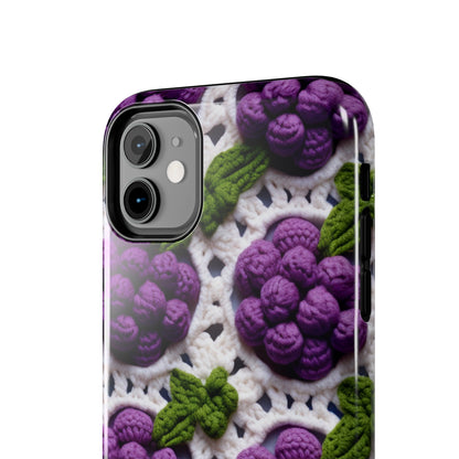 Crochet Grapes Pattern - Granny Square Design - Fresh Fruit Pick - Orchard Purple Snack Food - Tough Phone Cases