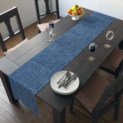 Denim-Inspired Design - Distinct Textured Fabric Pattern - Table Runner (Cotton, Poly)