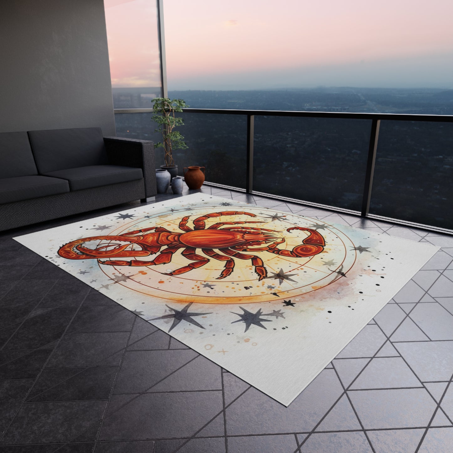 Prickly Scorpio Astrology - Sharp Zodiac Scorpion Celestial Horoscope - Outdoor Rug