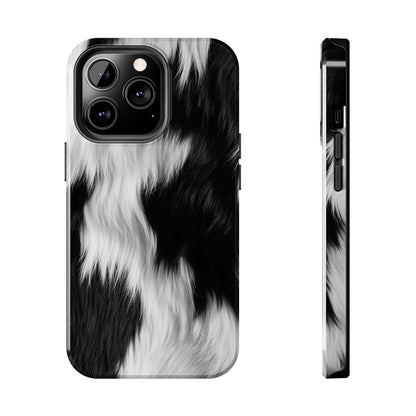 Cowhide on Hair Leather - Black and White - Designer Style - Tough Phone Cases