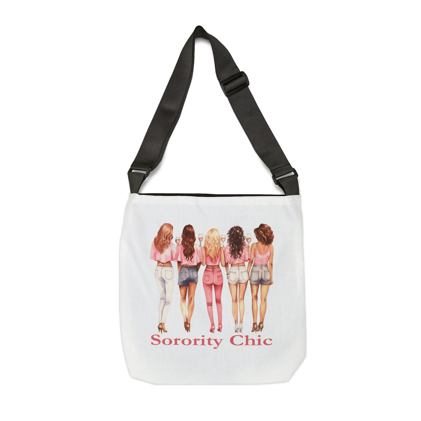 Sorority Chic Bachelorette Party Illustration - Women Toasting - Adjustable Tote Bag (AOP)