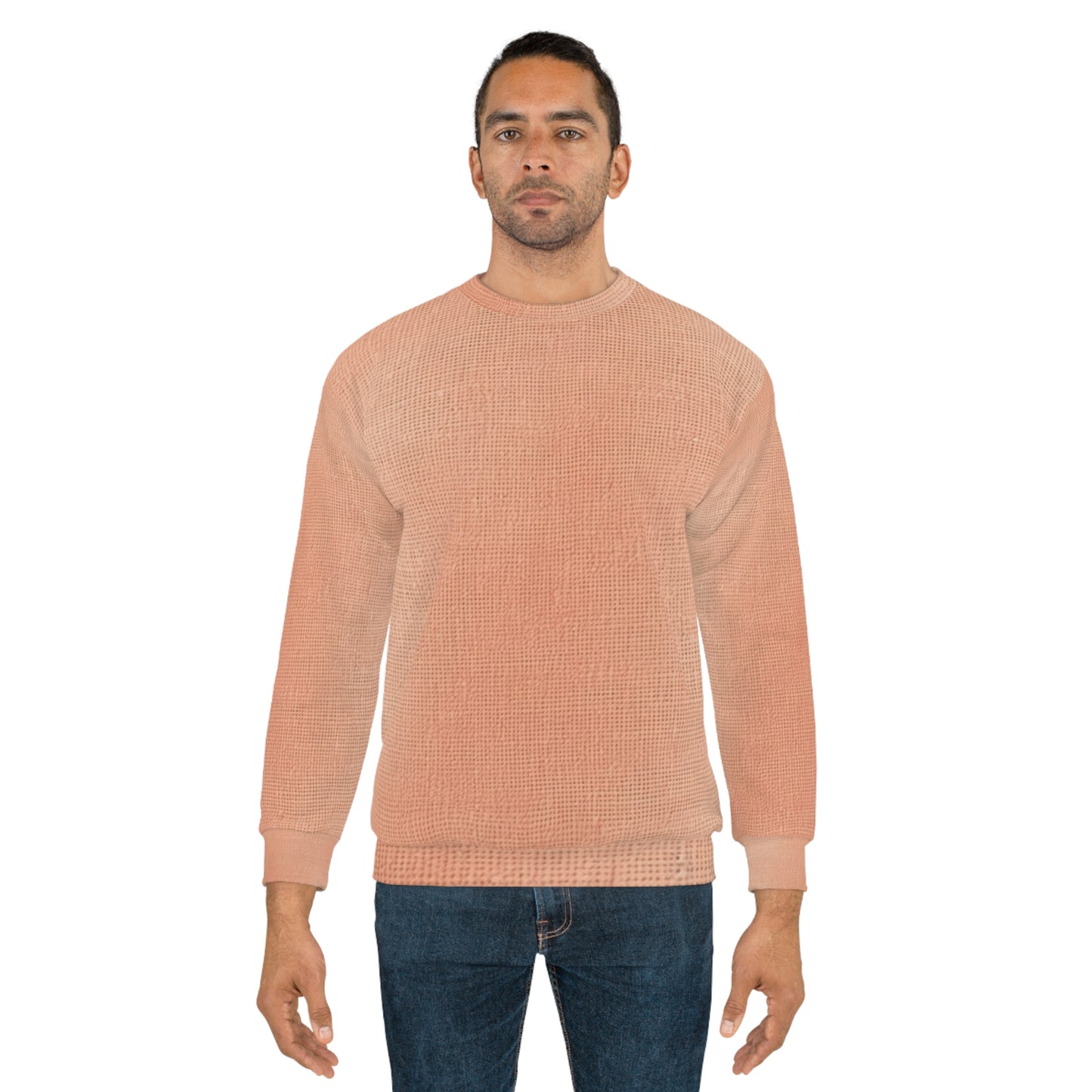 Soft Pink-Orange Peach: Denim-Inspired, Lush Fabric - Unisex Sweatshirt (AOP)