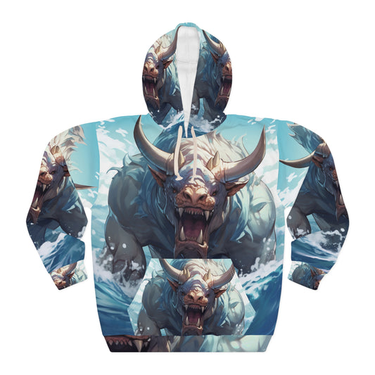 Bull Shark Fusion: Water Fantasy - Hybrid Ocean Marine Animal - Unisex Pullover Hoodie (AOP)