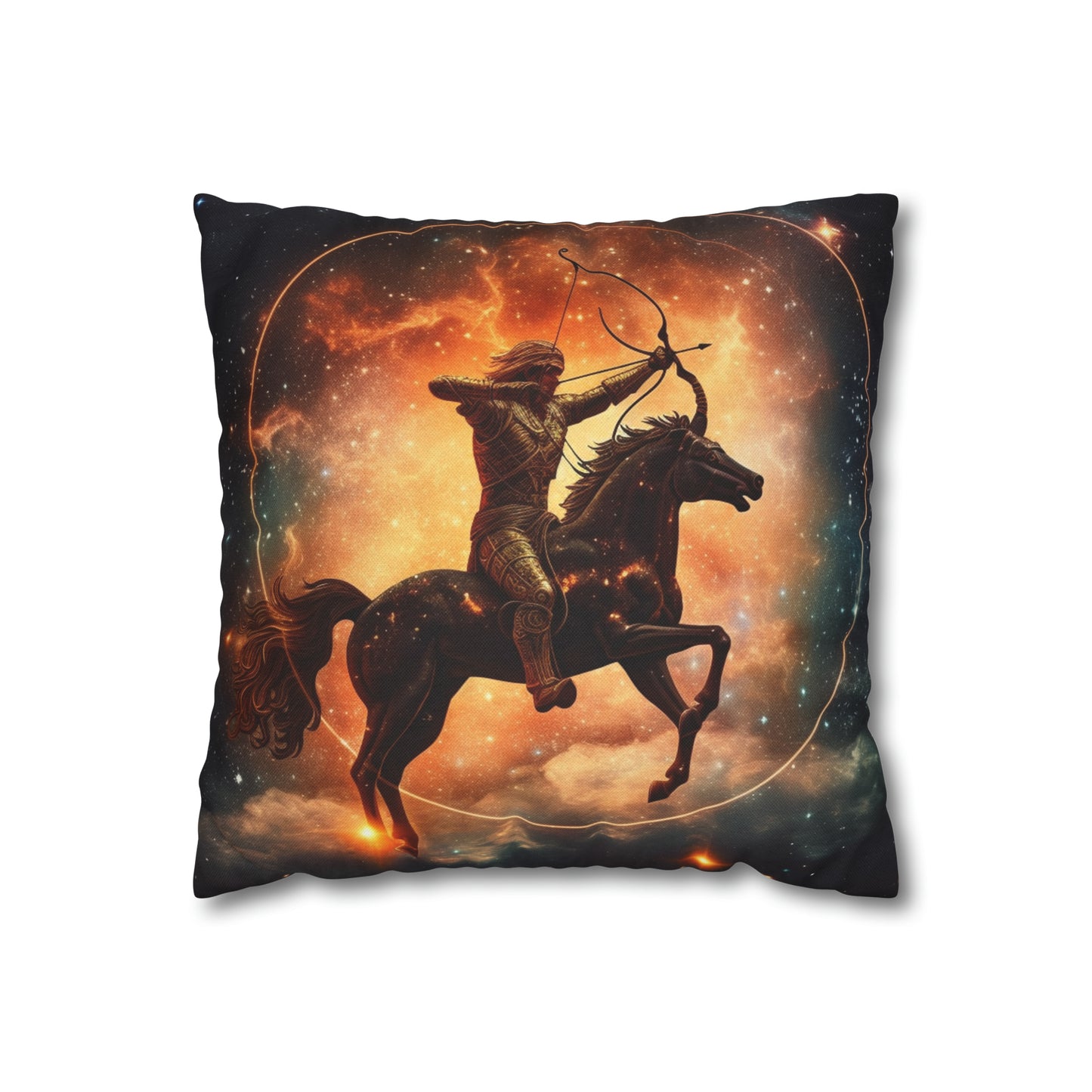 Sagittarius Constellation Totem - Archer in Action Zodiac Symbol - Spun Polyester Square Pillow Case