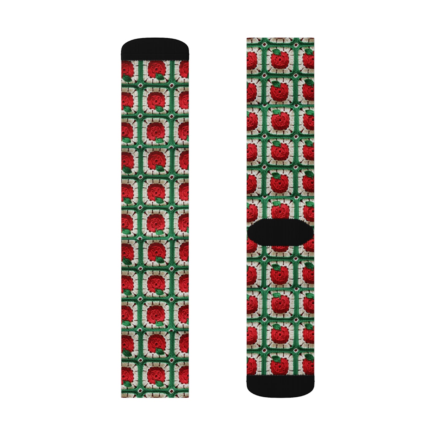 Apple Granny Square Crochet Pattern: Wild Fruit Tree, Delicious Red Design - Sublimation Socks