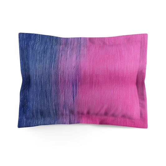 Dual Delight: Half-and-Half Pink & Blue Denim Daydream - Microfiber Pillow Sham