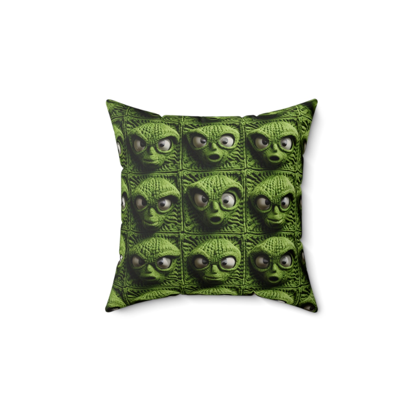 Alien Granny Square Crochet - Galacitc Space Sci fi Fantasy Theme - Spun Polyester Square Pillow