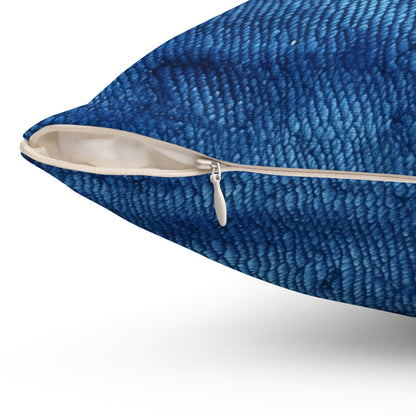 Blue Spectrum: Denim-Inspired Fabric Light to Dark - Spun Polyester Square Pillow