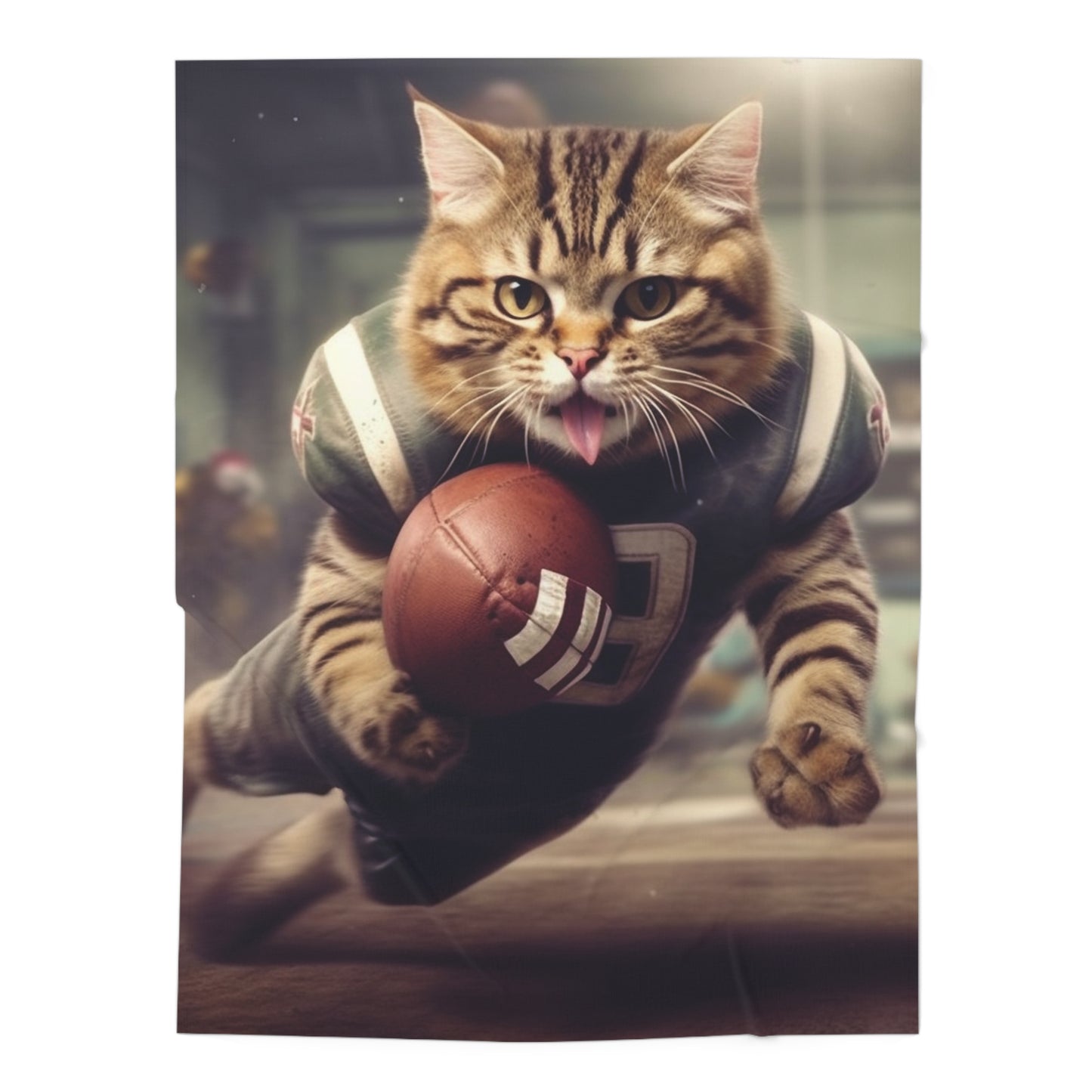 Football Field Felines: Kitty Cats in Sport Tackling Scoring Game Position - Baby Swaddle Blanket