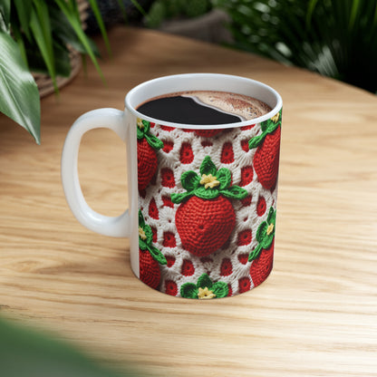 Strawberry Crochet Pattern - Amigurumi Strawberries - Fruit Design for Home and Gifts - Ceramic Mug 11oz