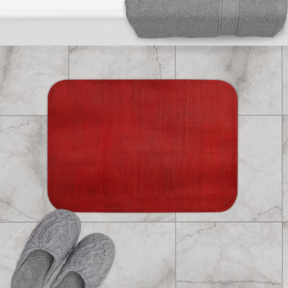 Juicy Red Berry Blast: Denim Fabric Inspired Design - Bath Mat