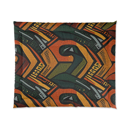 1960-1970s Style African Ornament Textile - Bold, Intricate Pattern - Comforter