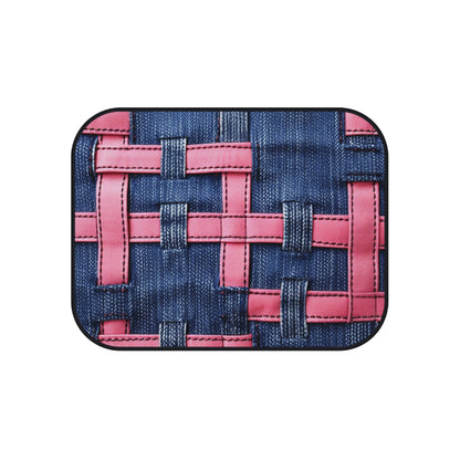 Candy-Striped Crossover: Pink Denim Ribbons Dancing on Blue Stage - Car Mats (Set of 4)