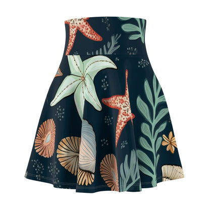 Seashells & Starfish Marine-Inspired Pattern Women's Skater Skirt (AOP)