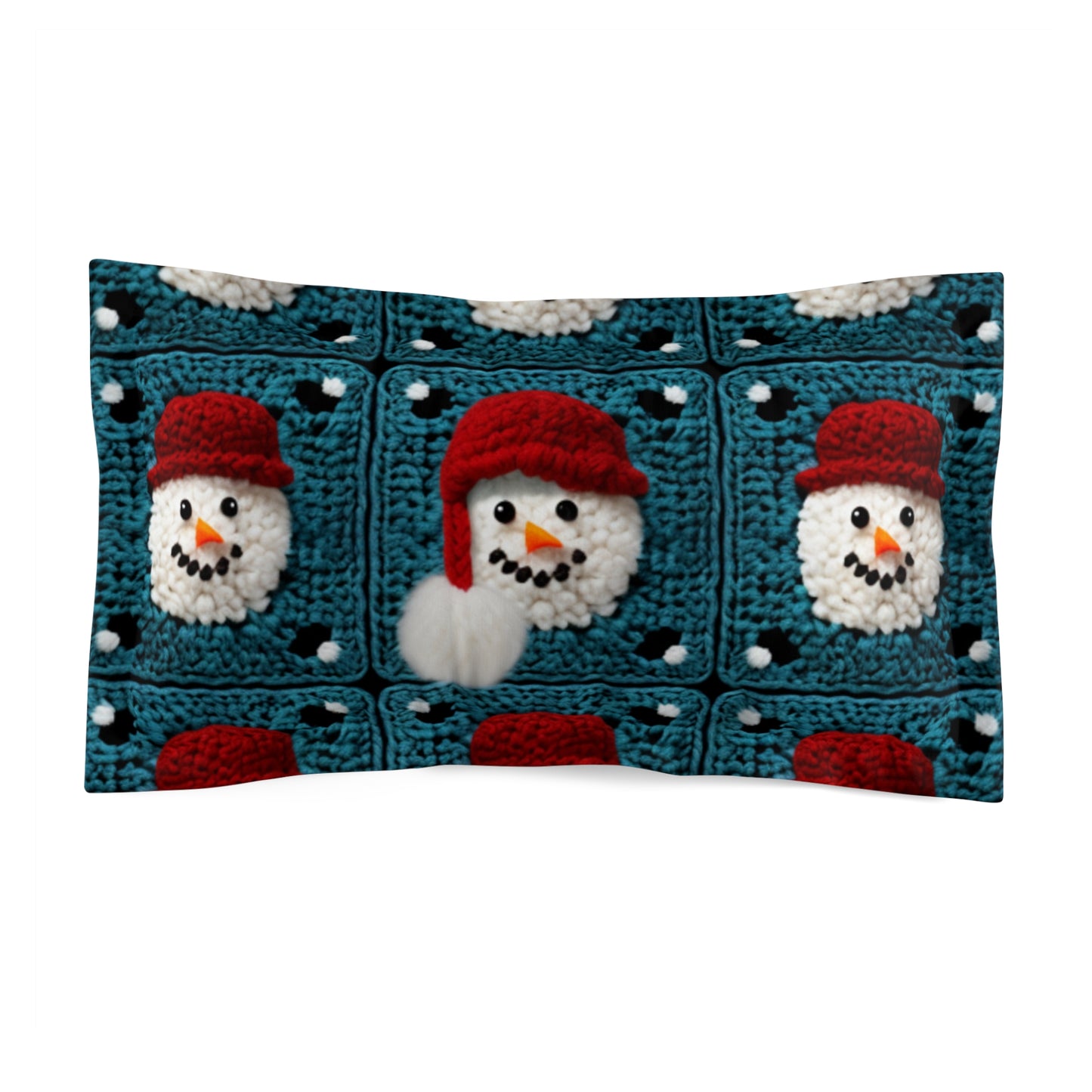 Snowman Crochet Craft, Festive Yuletide Cheer, Winter Wonderland - Microfiber Pillow Sham