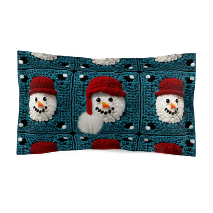 Snowman Crochet Craft, Festive Yuletide Cheer, Winter Wonderland - Microfiber Pillow Sham