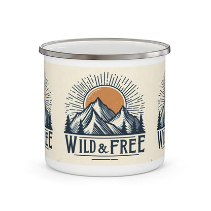 Wild and Free - Outdoor Adventure - Enamel Camping Mug