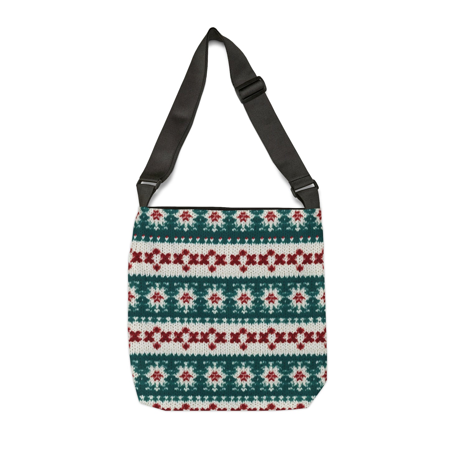 Christmas Knit Crochet Holiday, Festive Yuletide Pattern, Winter Season - Adjustable Tote Bag (AOP)