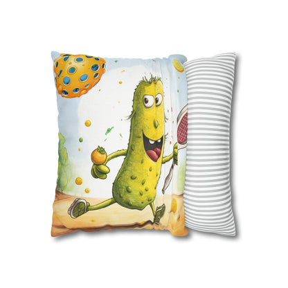 Pickleball Play: Pickle Sport Action Game, Fast Dink Ball - Spun Polyester Square Pillow Case