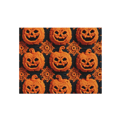 Halloween Crochet Pumpkin Scary Horror Festive Holiday Pattern - Outdoor Rug