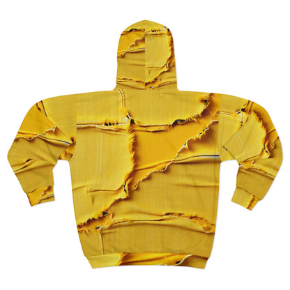 Banana Yellow Lemon: Bold Distressed, Denim-Inspired Fabric - Unisex Zip Hoodie (AOP)