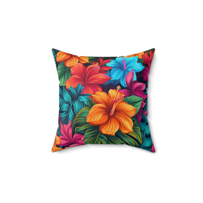 Hawaiian-Inspired Tropical Floral Pattern Design Spun Polyester Square Pillow