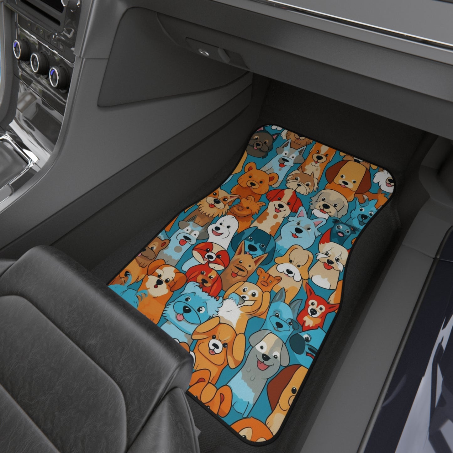 Cute Cartoon Dogs Whimsical Pattern Design Car Mats (Set of 4)