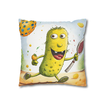 Pickleball Play: Pickle Sport Action Game, Fast Dink Ball - Spun Polyester Square Pillow Case