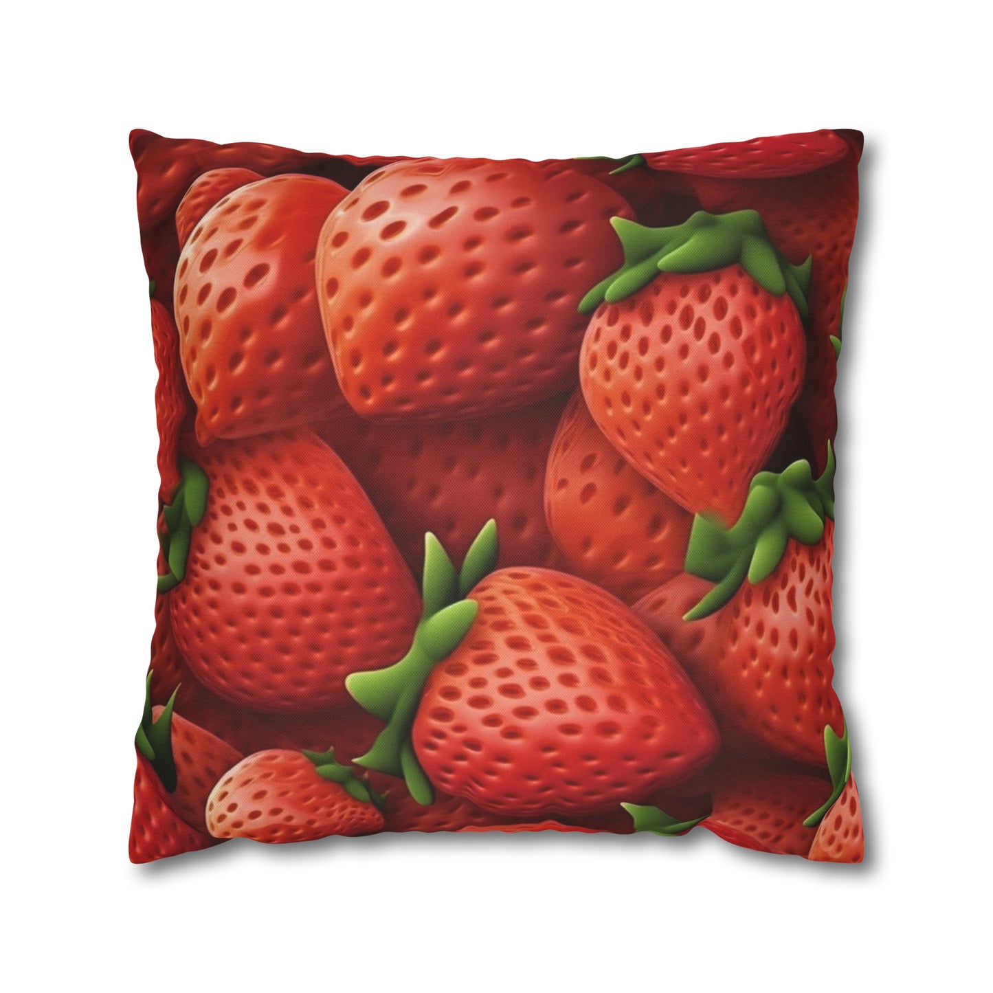 Garden Strawberries- Wild Sweet Gourmet - Farm Growing Ripe Red Fruit -Spun Polyester Square Pillow Case