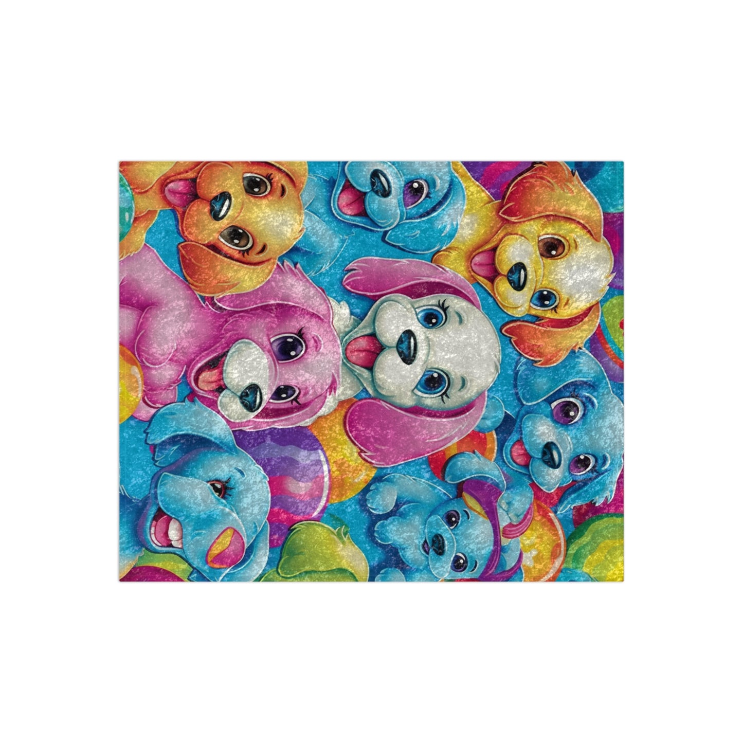 Happy Puppy & Dog Design - Vivid and Eye-Catching - Crushed Velvet Blanket