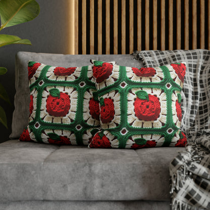 Apple Granny Square Crochet Pattern: Wild Fruit Tree, Delicious Red Design - Spun Polyester Square Pillow Case