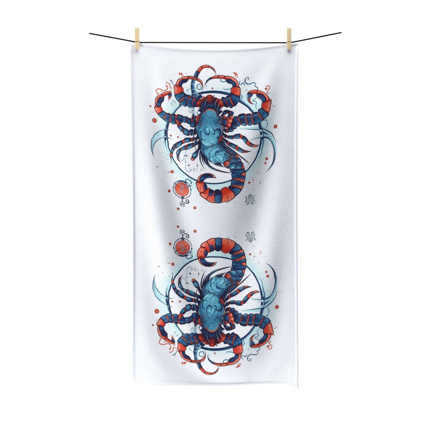 Cute Scorpio Zodiac Sign - Big Claws, Long Tail Cosmic Astrology Symbol - Polycotton Towel